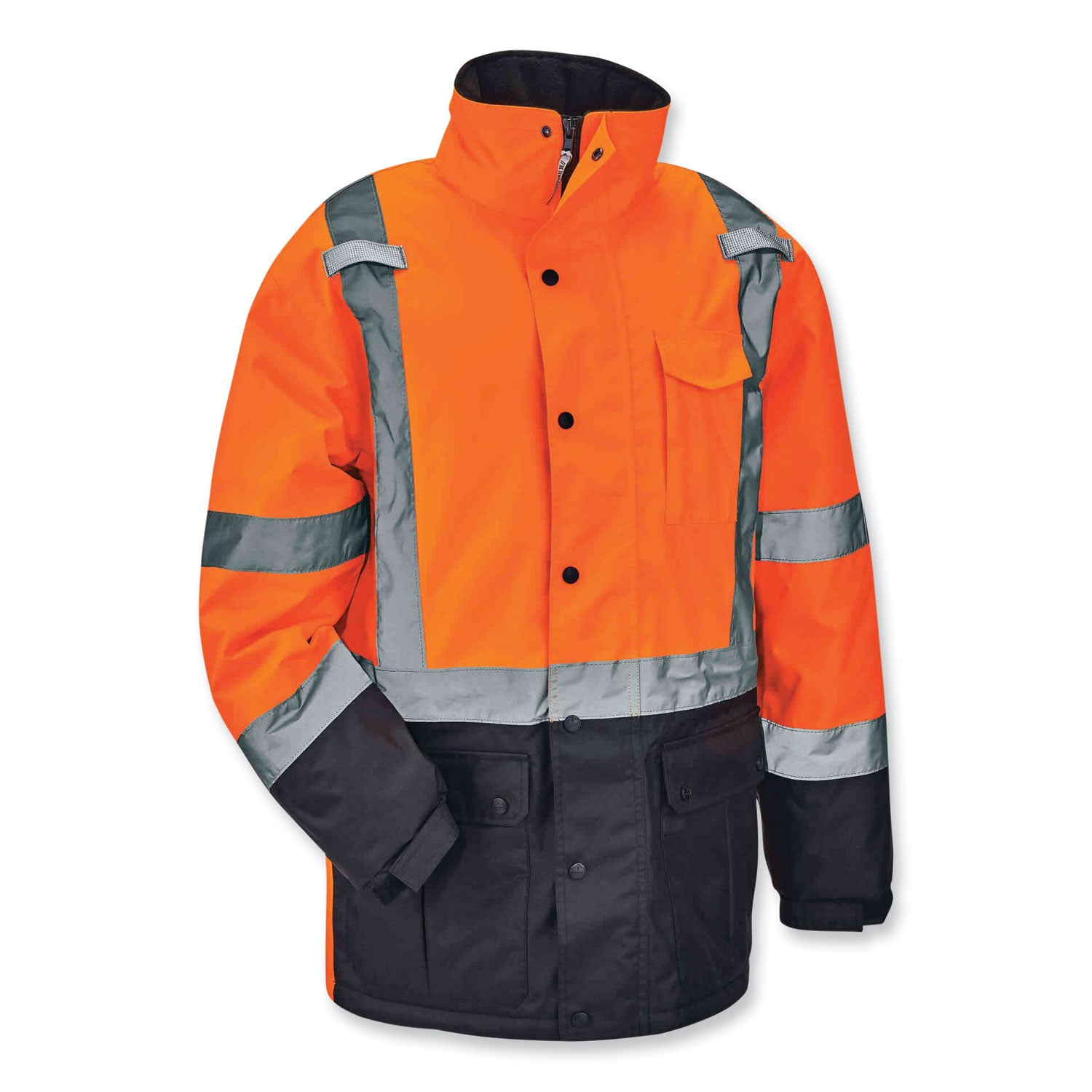 Ergodyne GloWear 8384 Type R Class 3 Hi-Vis Quilted Thermal Parka, Medium, Orange, Polyurethane, 1 Each