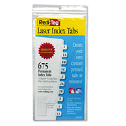 Redi-Tag Laser Printable Index Tabs - 675 Blank Tab(s) - 1" Tab Height x 0.43" Tab Width - Self-adhesive, Permanent - White Tab(s) - 1 Pack