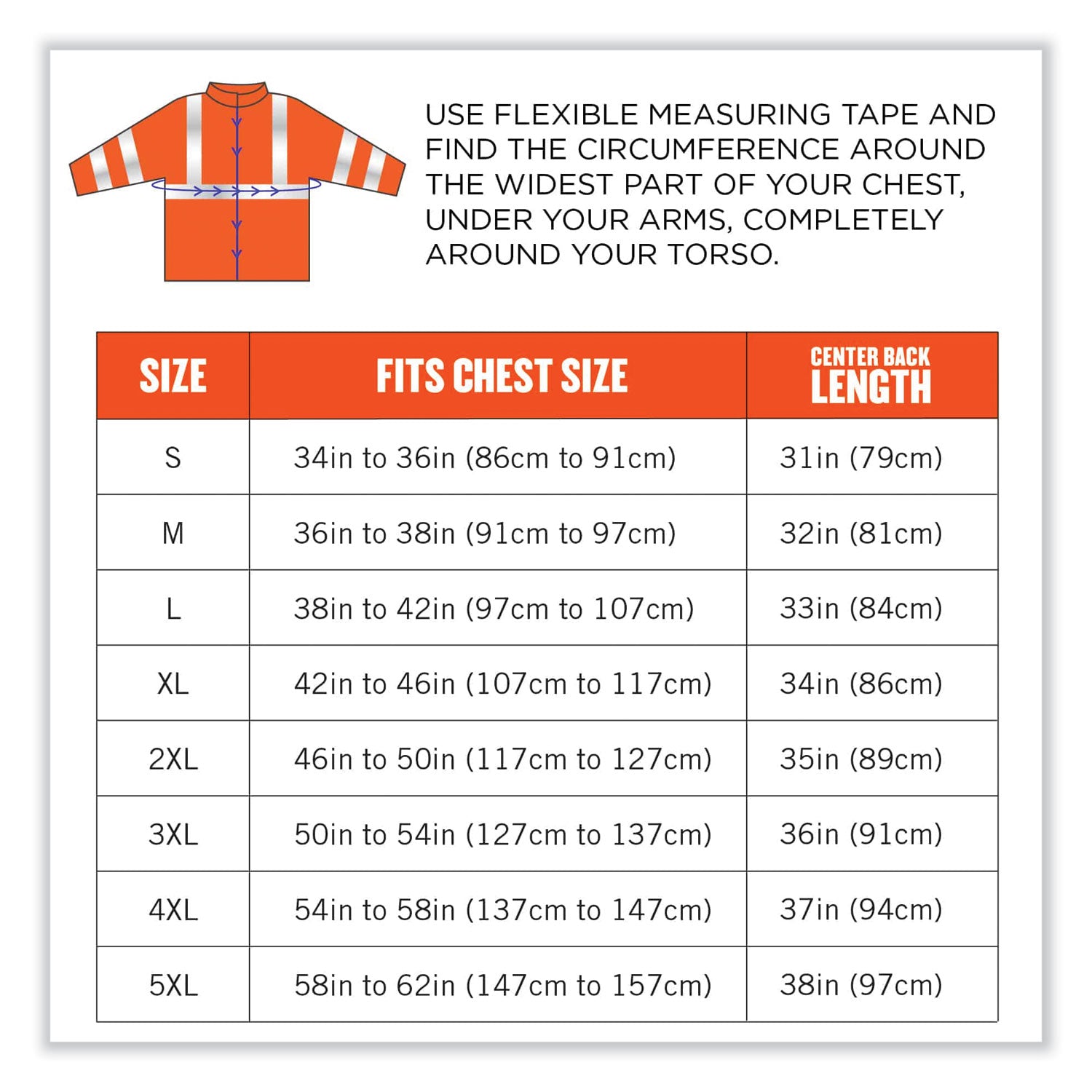 Ergodyne 8384 Type R Class 3 Hi-Vis Quilted Thermal Parka, 5X-Large, Orange, Polyurethane, Machine Washable, Reflective Strips, Inset Hood, Wind & Water Resistant, 1 Each