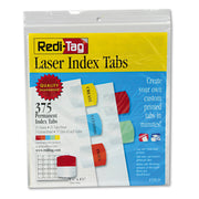 Redi-Tag Laser Printable Index Tabs - 375 Blank Tab(s) - 1.25" Tab Height x 1.12" Tab Width - Self-adhesive, Permanent - Red, Blue, Mint, Orange, Yellow Tab(s) - 1 Pack