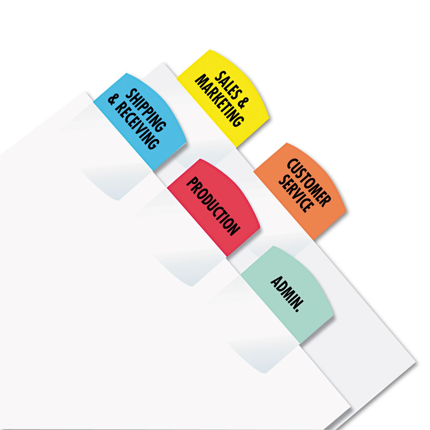 Redi-Tag Laser Printable Index Tabs - 375 Blank Tab(s) - 1.25" Tab Height x 1.12" Tab Width - Self-adhesive, Permanent - Red, Blue, Mint, Orange, Yellow Tab(s) - 1 Pack