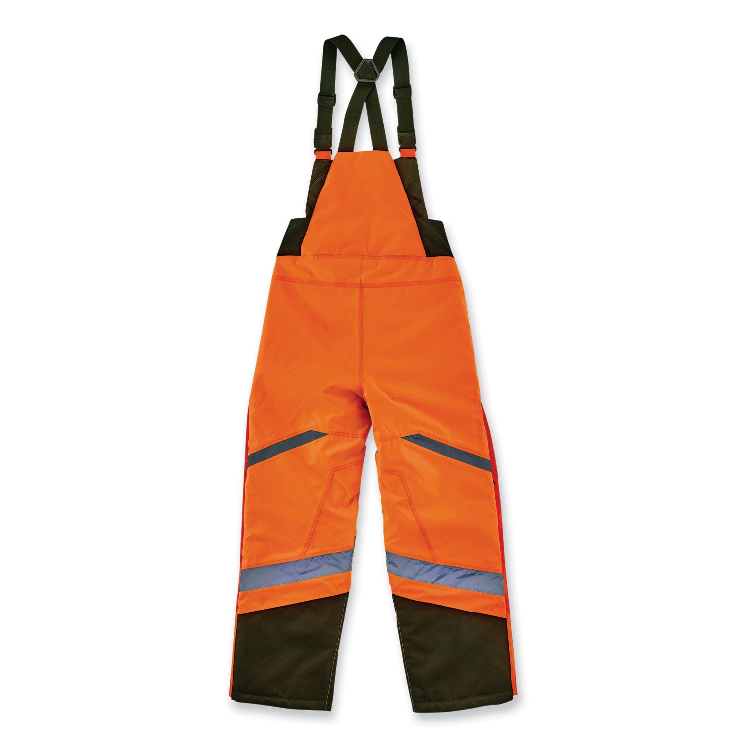 Ergodyne 8928 Hi-Vis Insulated Rain Bibs, Small, Orange/Black, Polyester, 300D Oxford, Polyurethane, 1 Each