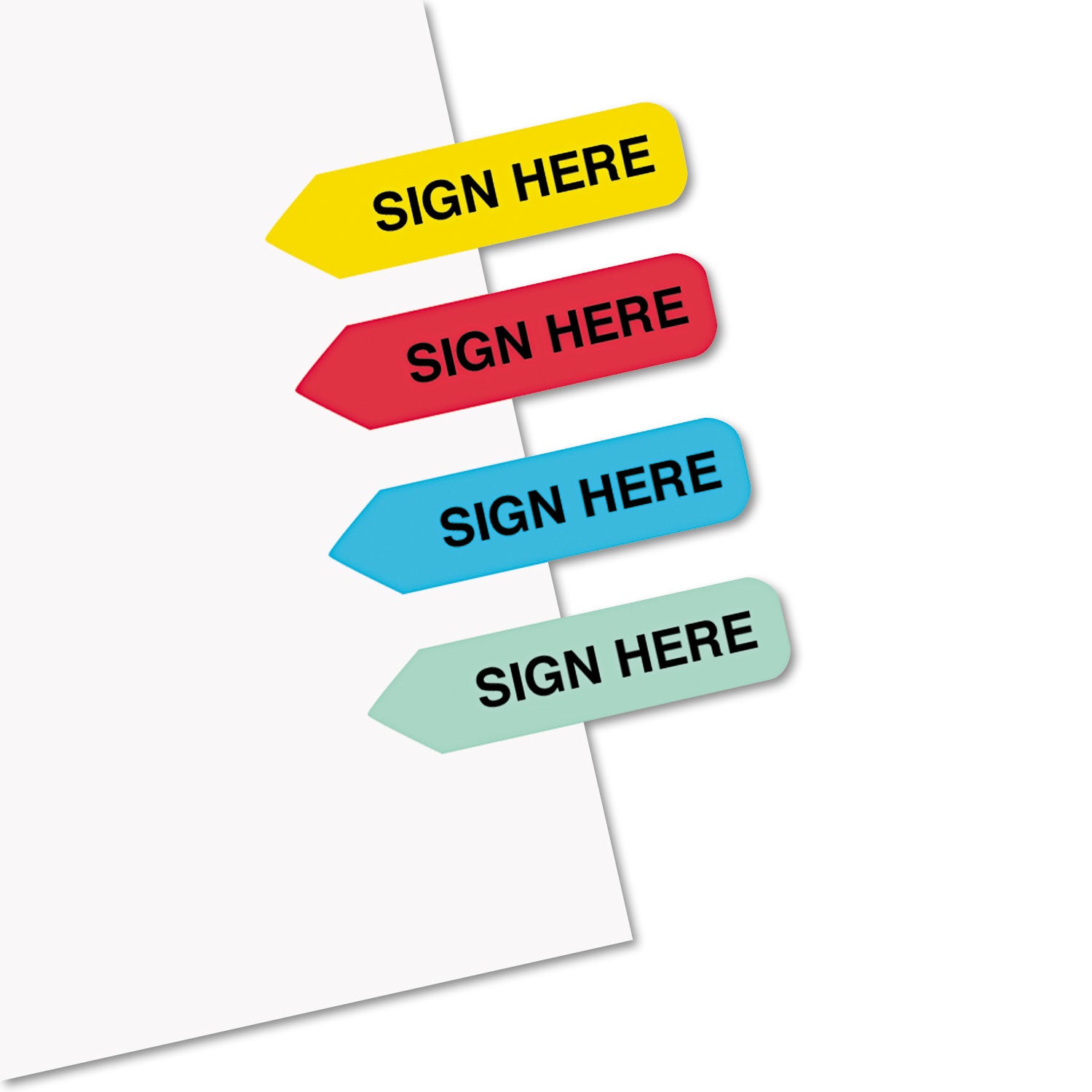 126 - 1 1/4" Flag/Note Width x 5/16" Flag/Note Length - Arrow - SIGN HERE - Assorted - Removable, Self-adhesive - 1 Pack