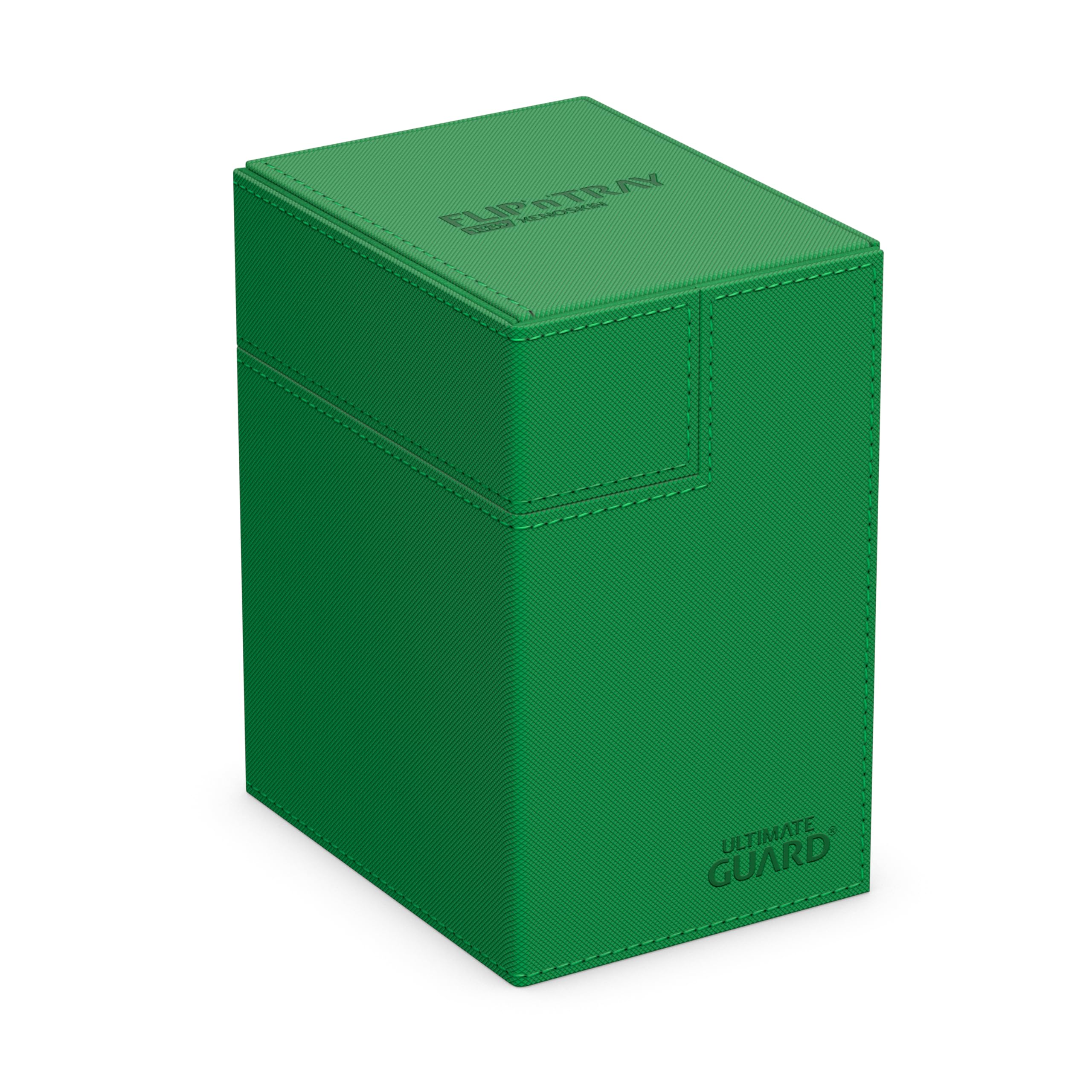Ultimate Guard Flip'n'Tray 133+, Deck Case for 133 Double-Sleeved TCG Cards + Dice Tray, Green, Independent Magnetic Closure & Microfiber Inner Lining