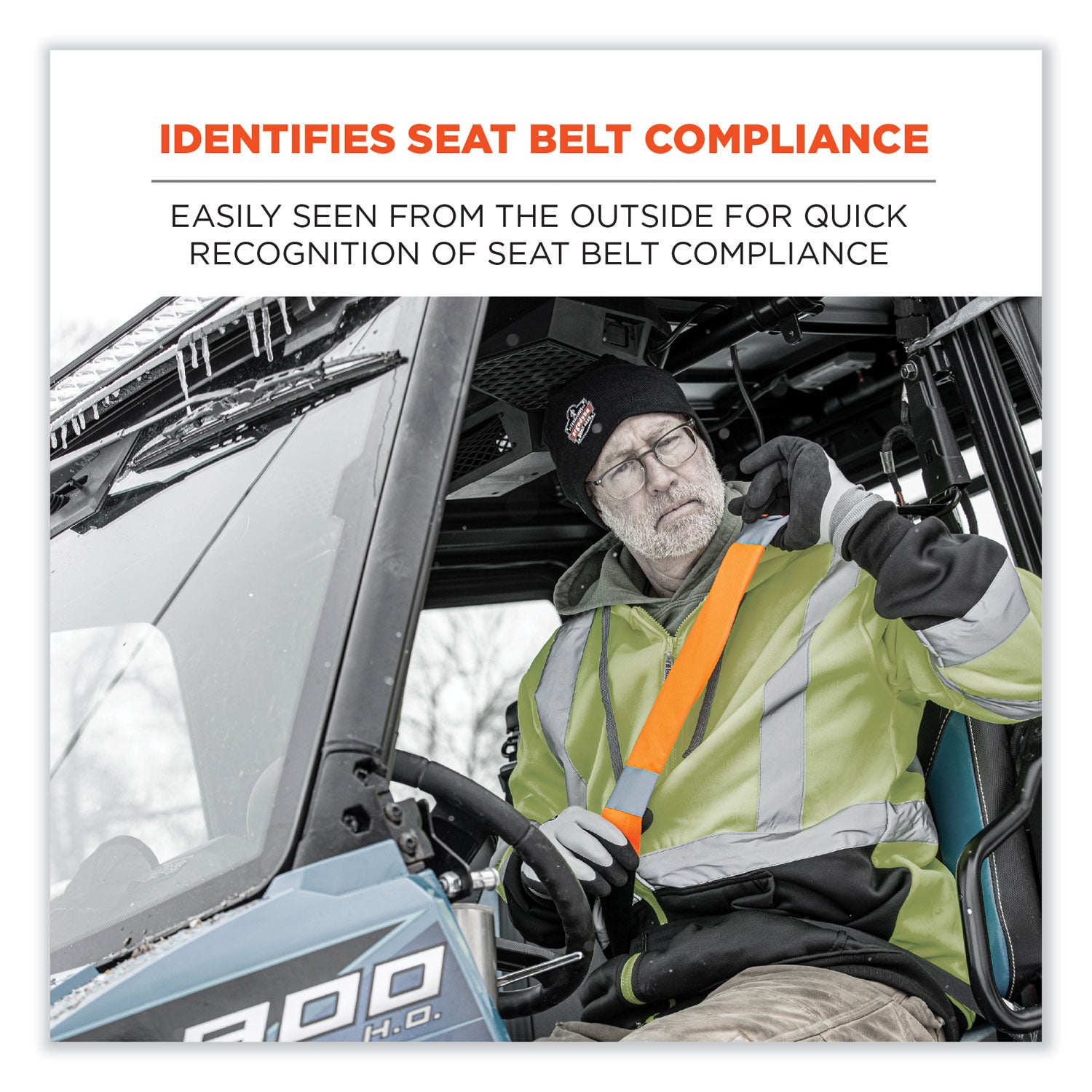 Ergodyne 8004 HI-Vis Seat Belt Cover, 3" x 0.5" x 18.5", Orange Polyester, 6 per Carton