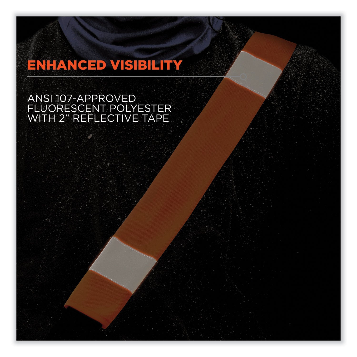 Ergodyne 8004 HI-Vis Seat Belt Cover, 3" x 0.5" x 18.5", Orange Polyester, 6 per Carton