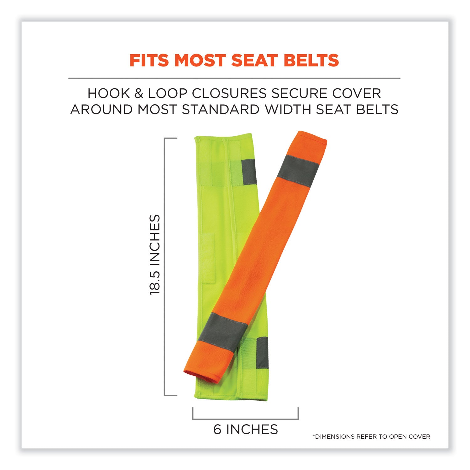 Ergodyne 8004 HI-Vis Seat Belt Cover, 3" x 0.5" x 18.5", Orange Polyester, 6 per Carton