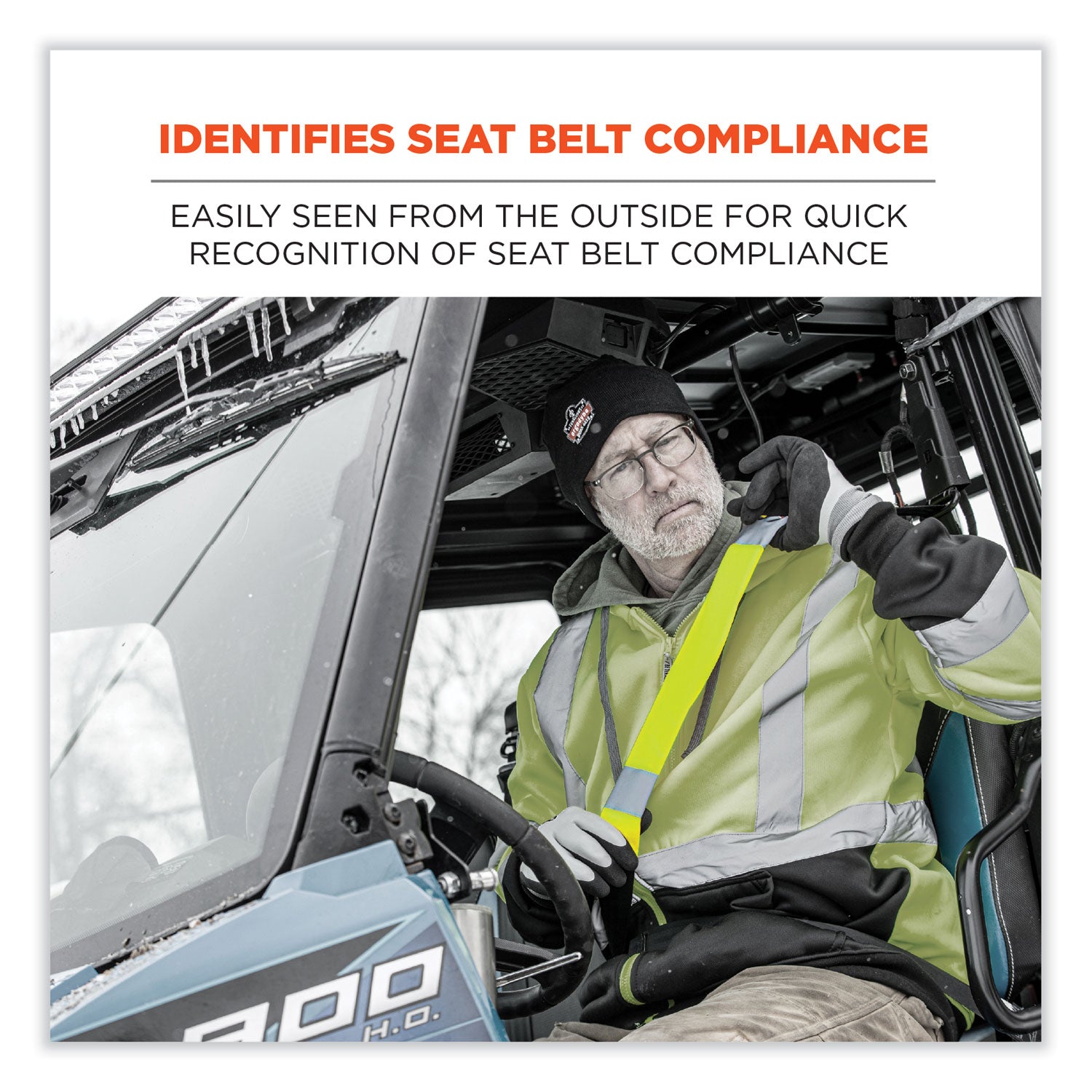 Ergodyne 8004 HI-Vis Seat Belt Cover, Lime, Polyester, 3" x 0.5" x 18.5", 6 per Carton