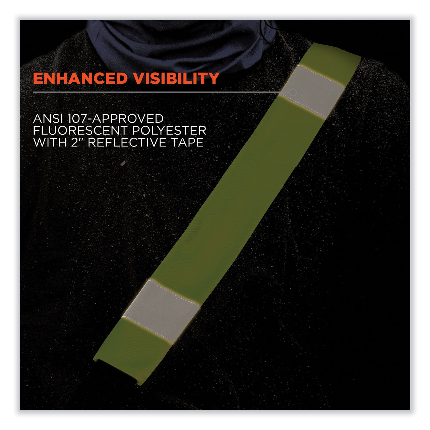 Ergodyne 8004 HI-Vis Seat Belt Cover, Lime, Polyester, 3" x 0.5" x 18.5", 6 per Carton