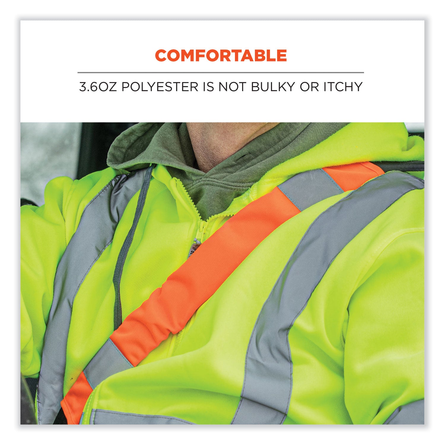 Ergodyne 8004 HI-Vis Seat Belt Cover, Lime, Polyester, 3" x 0.5" x 18.5", 6 per Carton