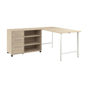 Bush Business Furniture Hustle 60W x 30D Computer Desk and Storage Cabinet with Drawers and Shelves in Natural Elm - 59.44" Width x 29.37" Depth x 30.07" Height