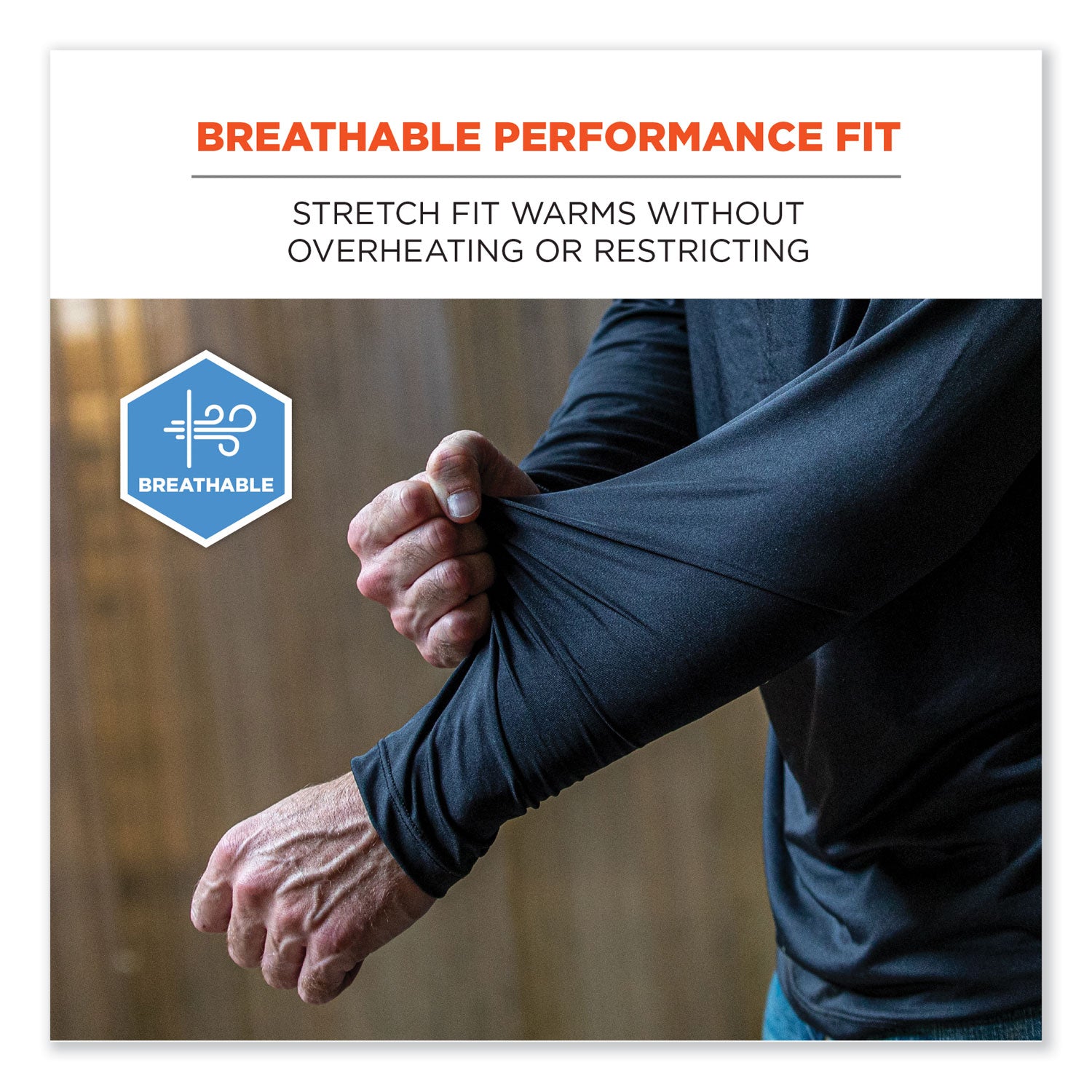 Ergodyne 6435 Thermal Base Layer Long Sleeve Shirt, Large, Black, Fabric, 1 Each