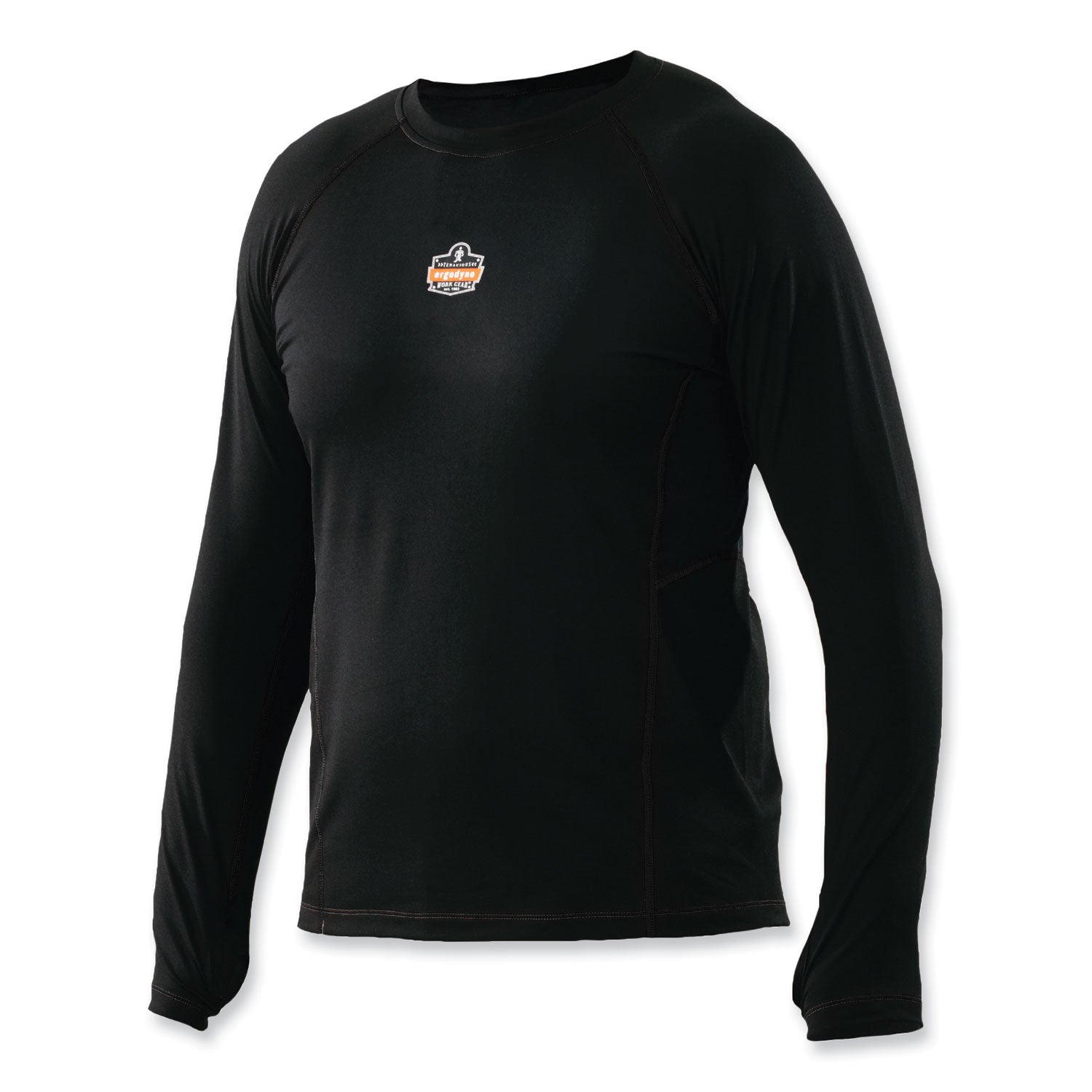 Ergodyne 6435 Thermal Base Layer Long Sleeve Shirt, Large, Black, Fabric, 1 Each