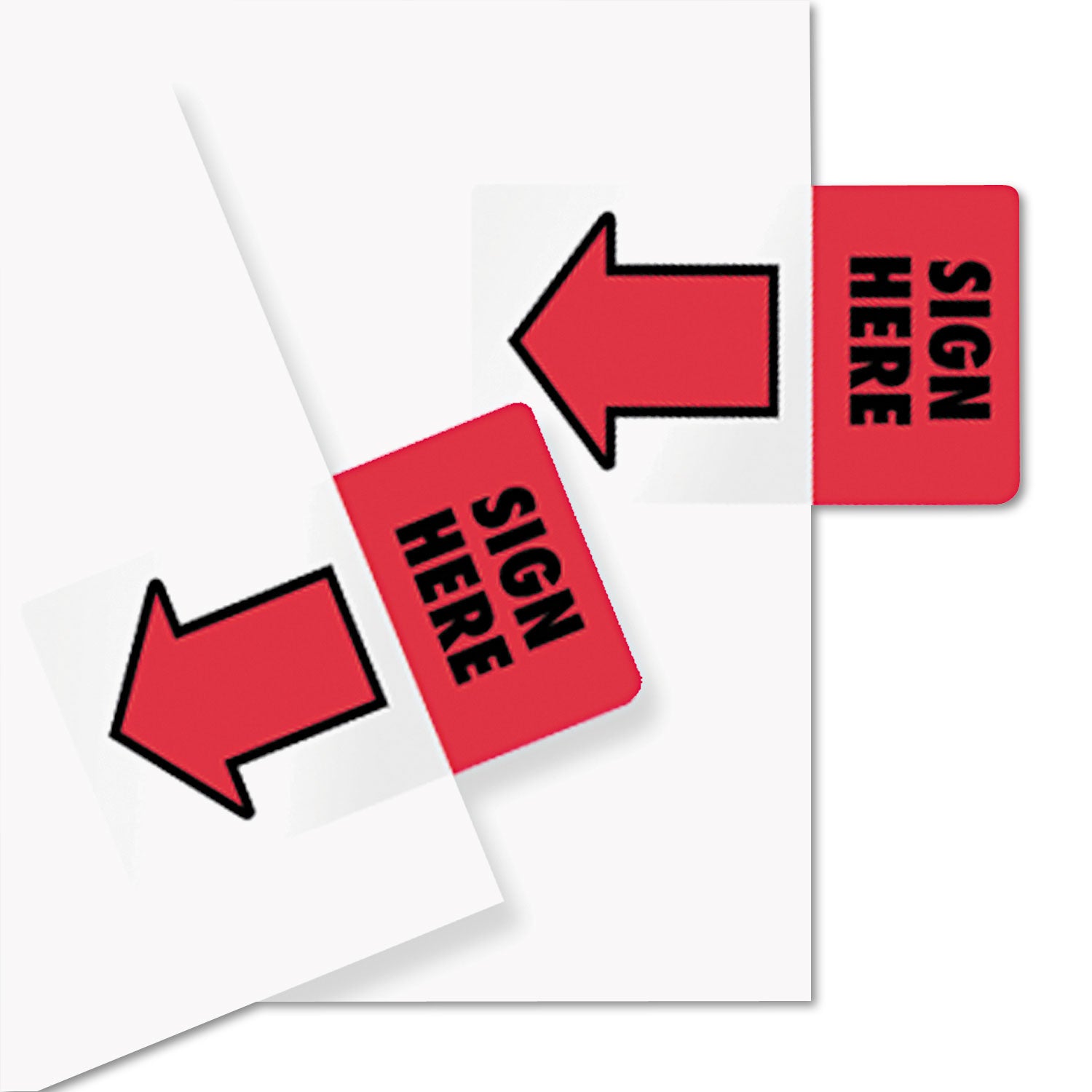 50 - 1" Flag/Note Width x 1 11/16" Flag/Note Length - Rectangle - SIGN HERE - Red - Removable, Self-adhesive - 50 / Pack