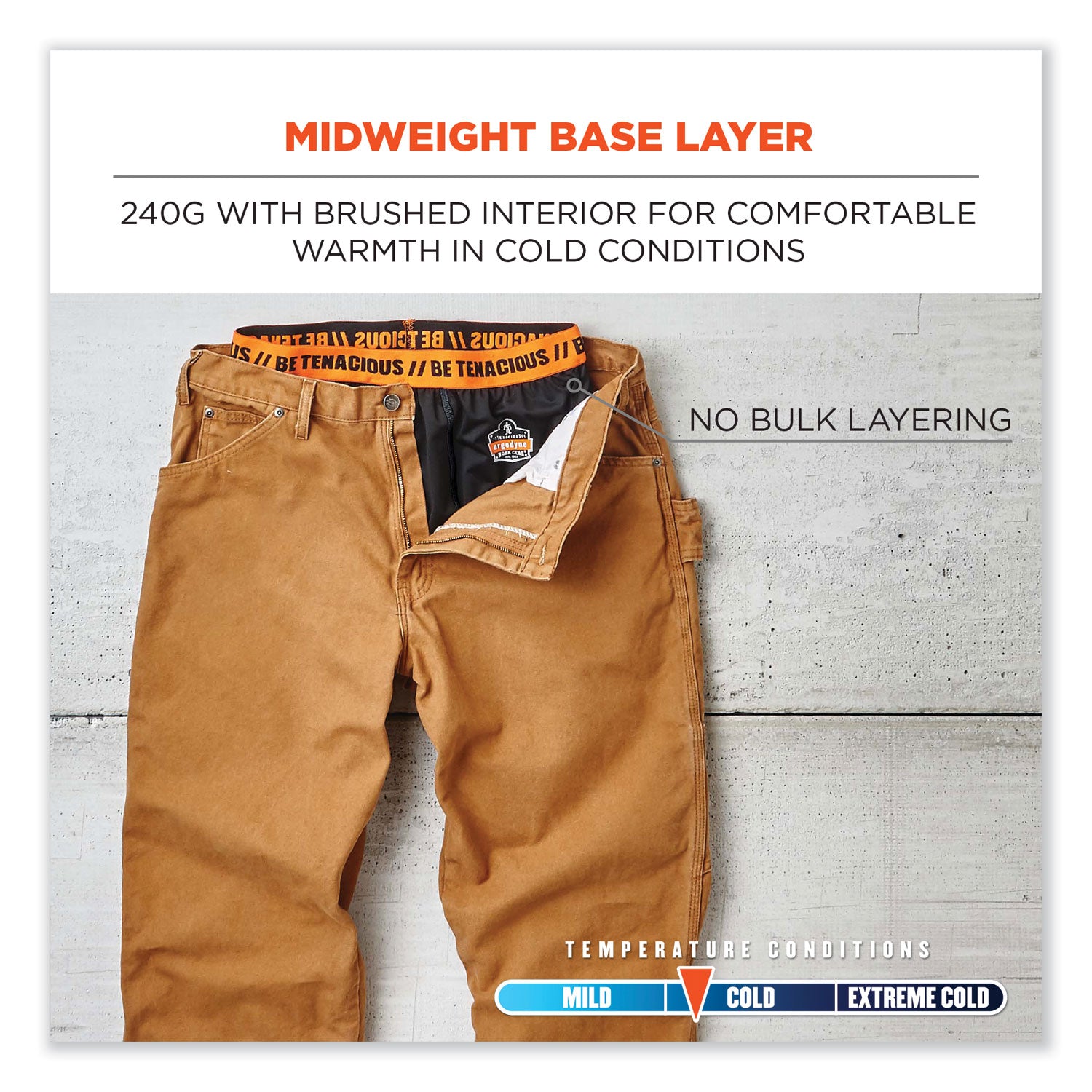 Ergodyne 6480 Base Layer Thermal Bottoms, 3-Xtra Large, Black, 1 Each