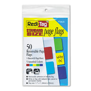 10 x Red, 10 x Yellow, 10 x Blue, 10 x Green, 10 x Purple - 1" Flag/Note Width x 1 11/16" Flag/Note Length - Rectangle - Assorted - Removable, Self-adhesive - 1 Pack