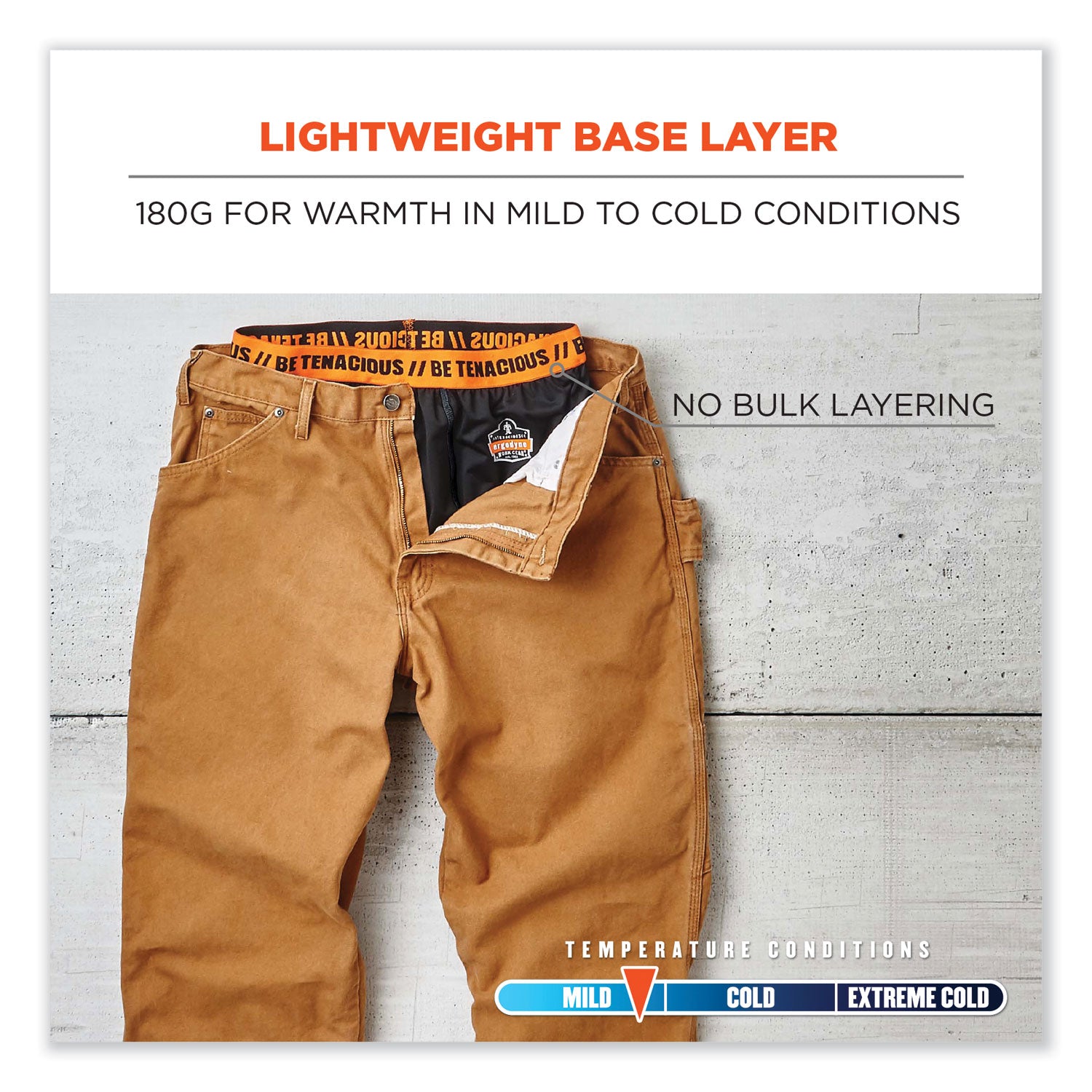 Ergodyne 6481 Lightweight Base-Layer Pants, Extra Large (XL), Black, Polyester/Spandex/Elastic, 1 Each