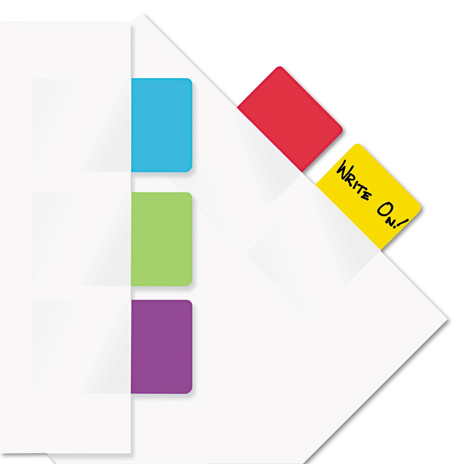 10 x Red, 10 x Yellow, 10 x Blue, 10 x Green, 10 x Purple - 1" Flag/Note Width x 1 11/16" Flag/Note Length - Rectangle - Assorted - Removable, Self-adhesive - 1 Pack
