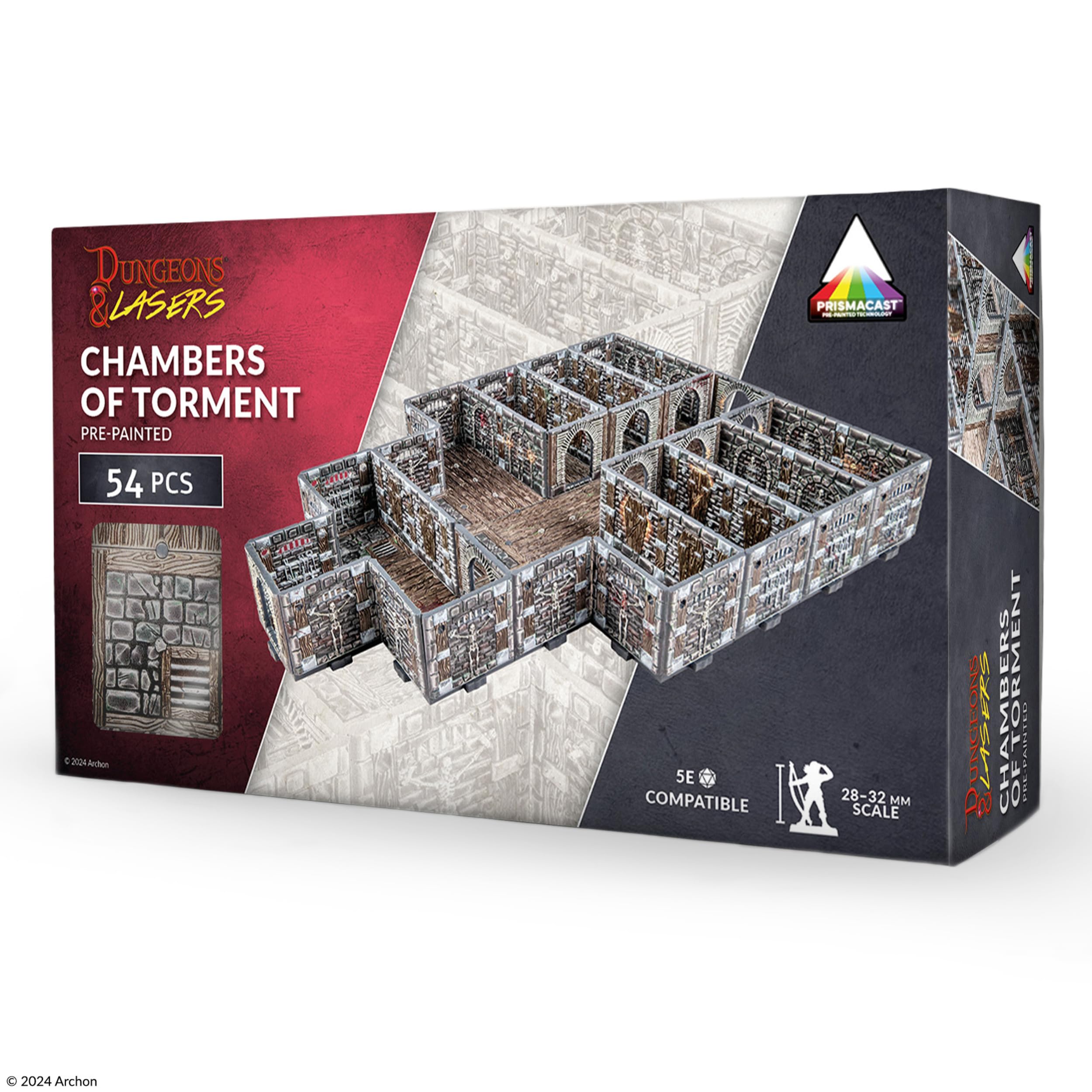 Dungeons & Lasers: Chambers Of Torment Prepainted Terrain Sets for DND and Tabletop RPG Games - 5E Compatible with 28mm-32mm Scale Miniatures - Modular Design for Fast Assembly