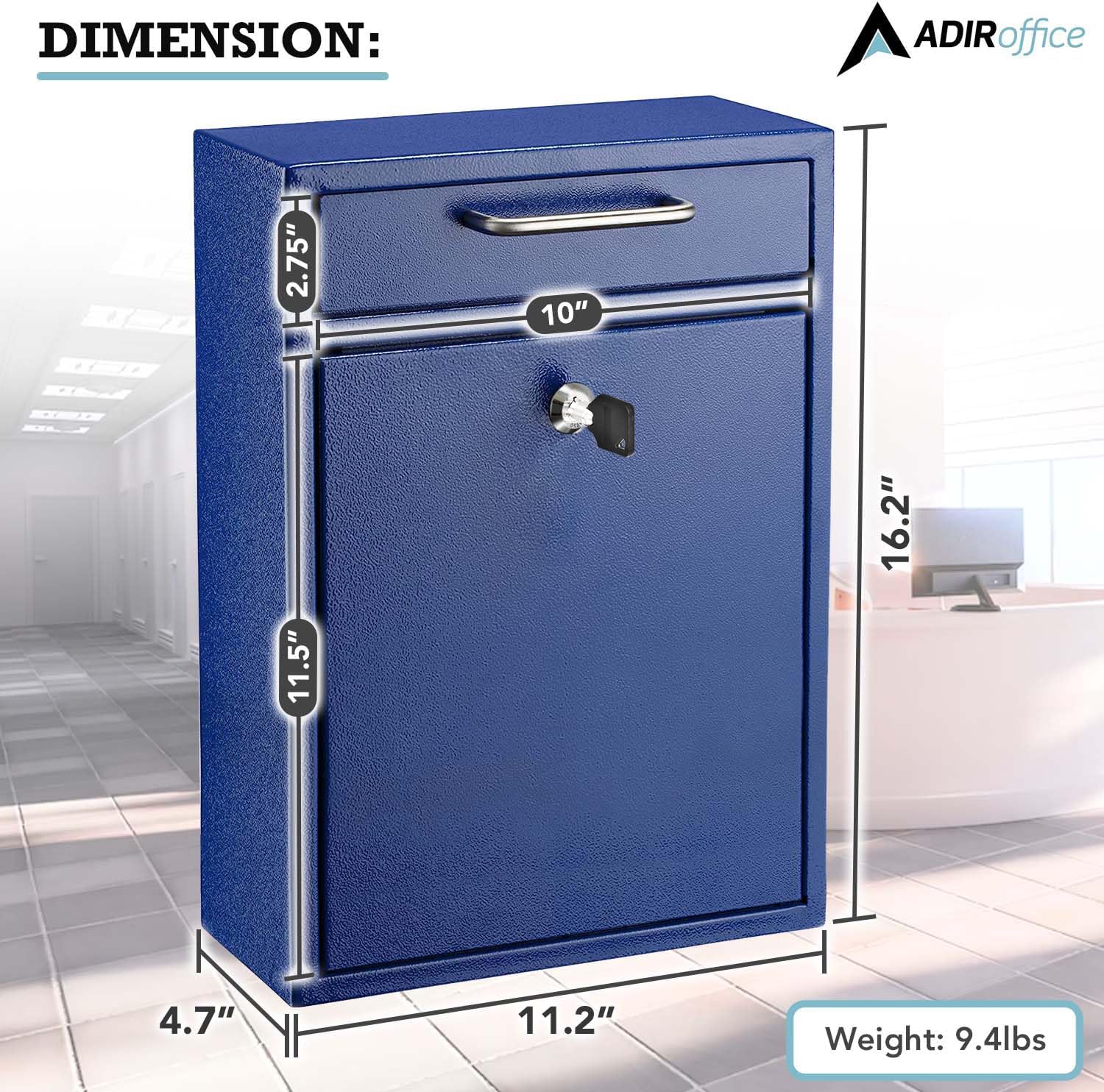 Large Wall Mountable Mailbox with Key Lock