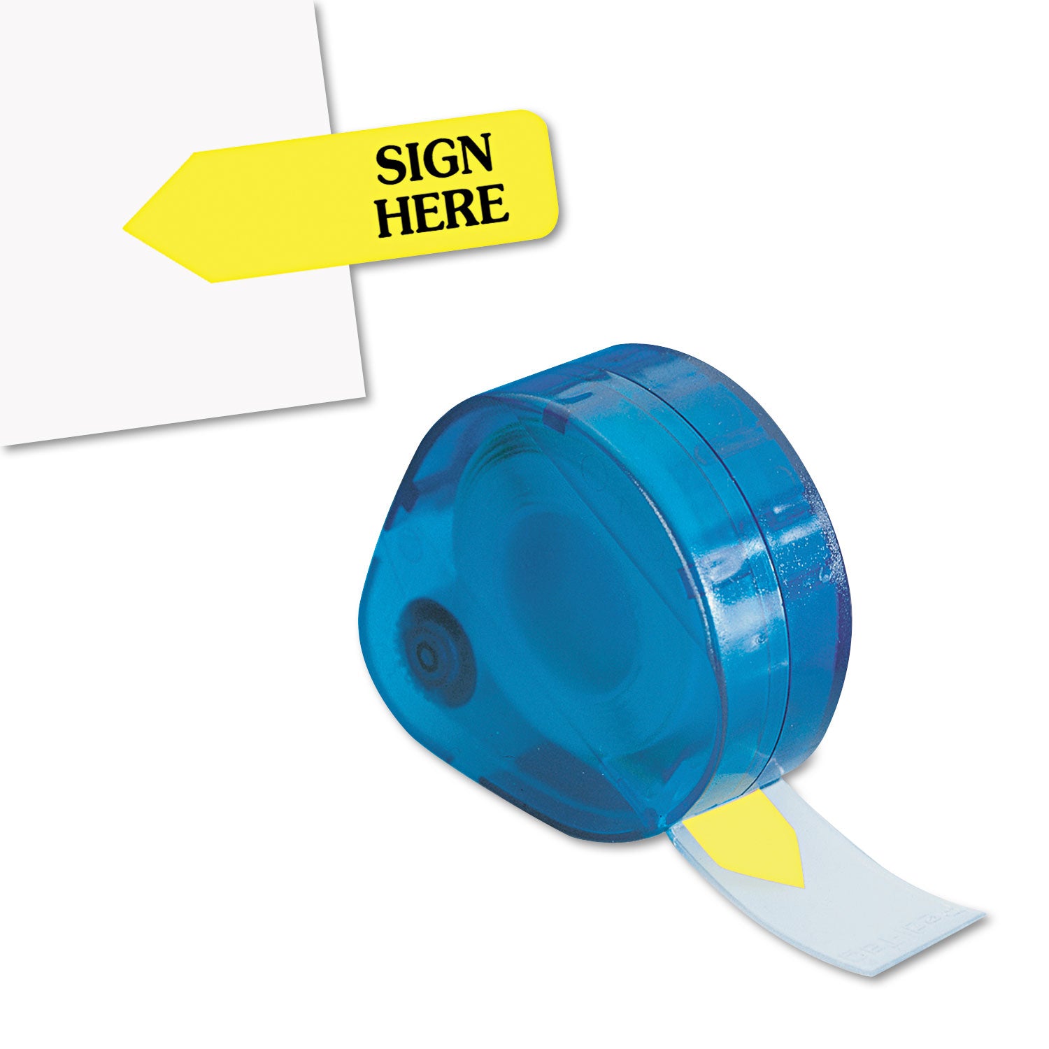 Redi-Tag Sign Here Removable Flags In Dispenser - 120 x Yellow - 1 7/8" Flag/Note Width x 9/16" Flag/Note Length - Arrow - SIGN HERE - Yellow - Removable, Self-adhesive - Dispenser Included - 1 Pack