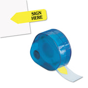 Redi-Tag Sign Here Removable Flags In Dispenser - 120 x Yellow - 1 7/8" Flag/Note Width x 9/16" Flag/Note Length - Arrow - SIGN HERE - Yellow - Removable, Self-adhesive - Dispenser Included - 1 Pack