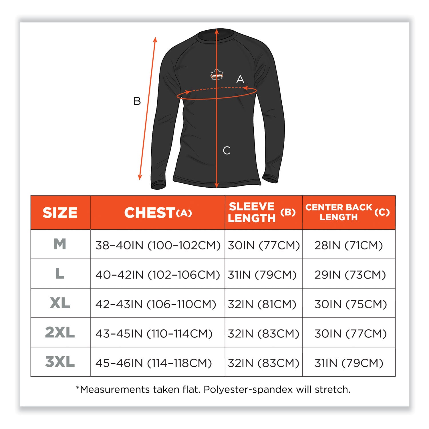 Ergodyne 6436 Long-Sleeve Base-Layer Shirt, Extra Large (XL), Black, Polyester/Spandex, 1 Each