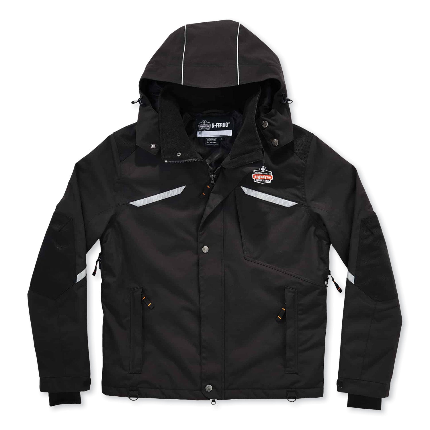 Ergodyne 6466 Thermal Jacket, Large, Black, Nylon, 1 Each