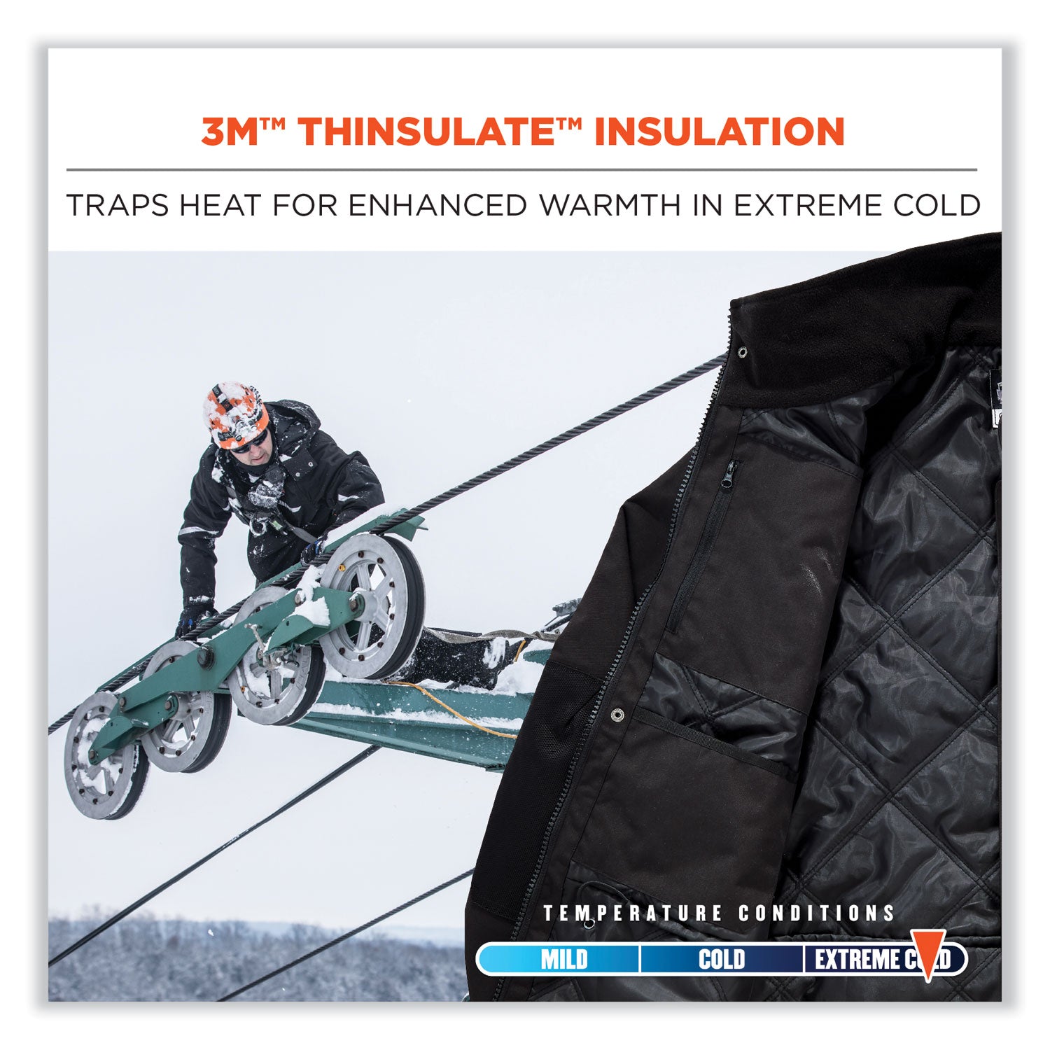 Ergodyne 6466 Thermal Jacket, 3XL, Black, Nylon, Pack of 1
