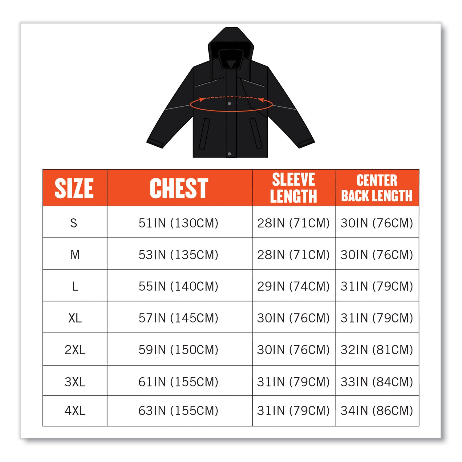 Ergodyne N-Ferno 6467 Winter Work Jacket, Small, Black, Polyester, 5 Pockets, Snap/Zipper Closure, Hook & Loop Wrist, Detachable Drawstring Hood, Water & Wind Resistant, Insulated, 1 Each