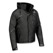 Ergodyne N-Ferno 6467 Winter Work Jacket, Small, Black, Polyester, 5 Pockets, Snap/Zipper Closure, Hook & Loop Wrist, Detachable Drawstring Hood, Water & Wind Resistant, Insulated, 1 Each