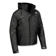 Ergodyne N-Ferno 6467 Winter Work Jacket, Medium, Black, Polyester, 5 Pockets, Snap/Zipper Closure, Hook & Loop Wrist, Detachable Drawstring Hood, Water & Wind Resistant, Insulated, 1 Each