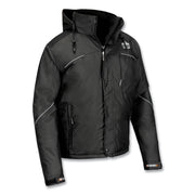 Ergodyne N-Ferno 6467 Winter Work Jacket, 3X-Large, Black, Polyester, 5 Pockets, Snap/Zipper Closure, Hook & Loop Wrist, Detachable Drawstring Hood, Water & Wind Resistant, Insulated, 1 Each