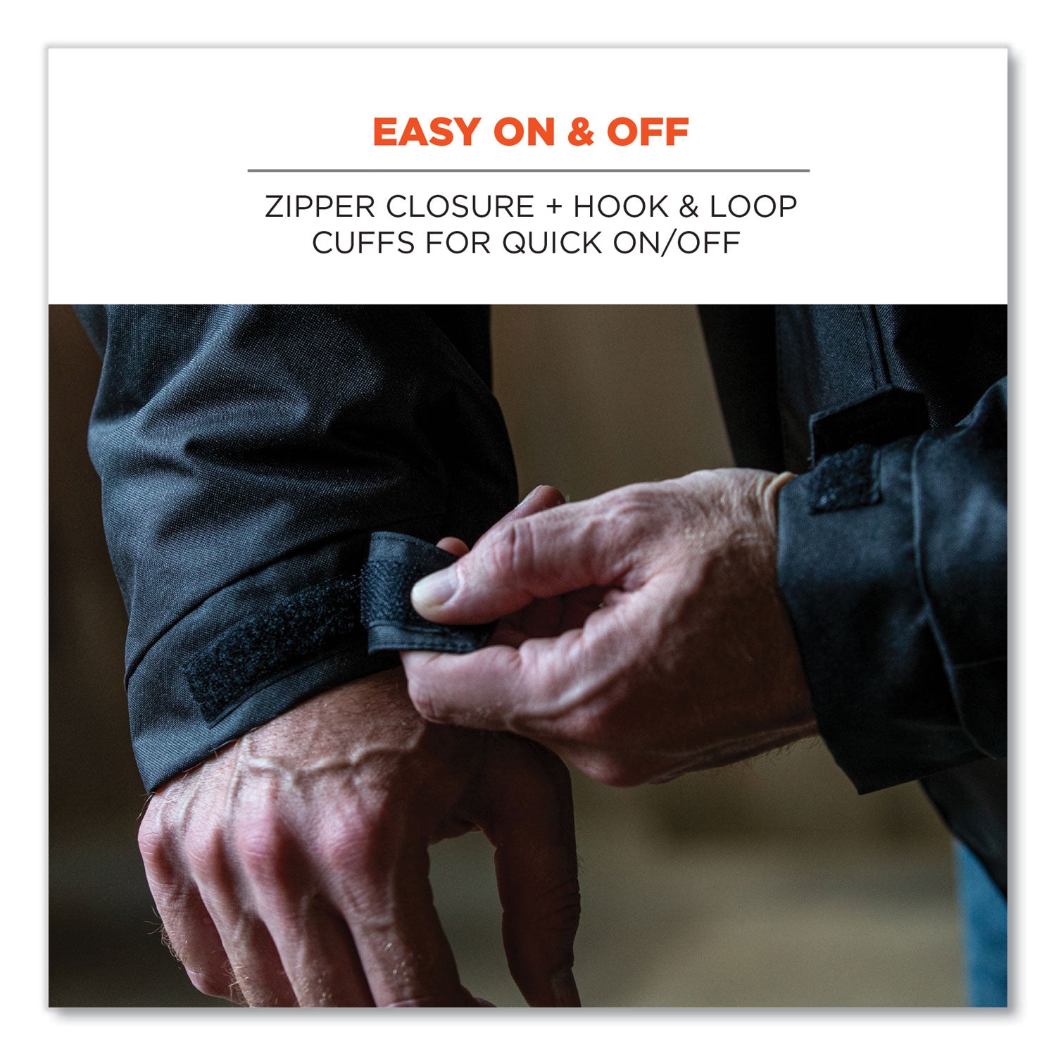 Ergodyne N-Ferno 6467 Winter Work Jacket, 4-Xtra Large, Black, Polyester, 5 Pockets, Snap/Zipper Closure, Hook & Loop Wrist, Detachable Drawstring Hood, Water & Wind Resistant, Insulated, 1 Each