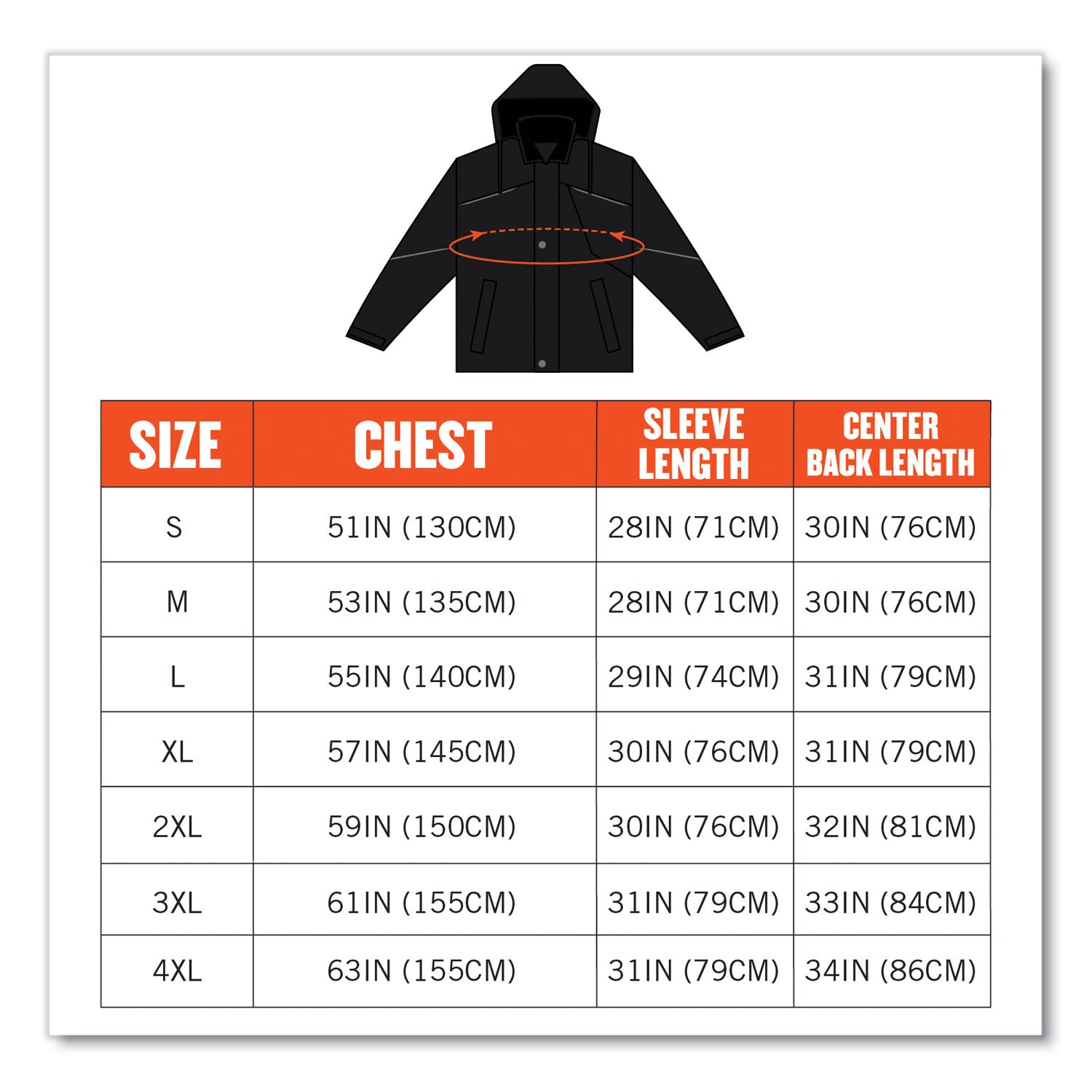Ergodyne N-Ferno 6467 Winter Work Jacket, 4-Xtra Large, Black, Polyester, 5 Pockets, Snap/Zipper Closure, Hook & Loop Wrist, Detachable Drawstring Hood, Water & Wind Resistant, Insulated, 1 Each