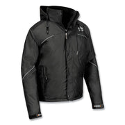 Ergodyne N-Ferno 6467 Winter Work Jacket, 4-Xtra Large, Black, Polyester, 5 Pockets, Snap/Zipper Closure, Hook & Loop Wrist, Detachable Drawstring Hood, Water & Wind Resistant, Insulated, 1 Each
