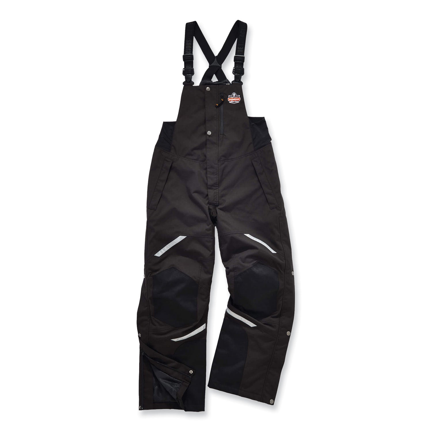 Ergodyne 6471 Thermal Bib Overalls, X-Large, Black, 1600D/500D Nylon, 1 Each, Includes PE Foam Knee/Shin Pads
