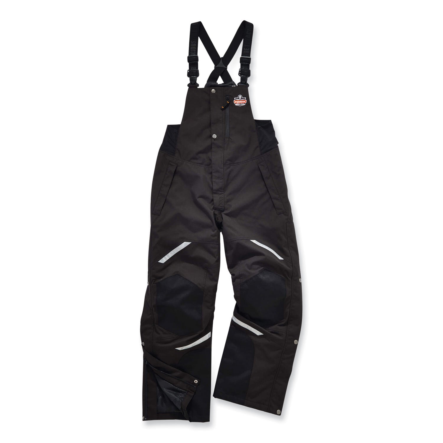 Ergodyne 6471 Thermal Bib Overalls, XX-Large, Black, 1600D & 500D Nylon, 1 Each, Includes PE Foam Knee/Shin Pads