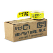 720 x Yellow - 1 7/8" Flag/Note Width x 9/16" Flag/Note Length - Arrow - Please Sign & Date - Yellow - Removable, Self-adhesive - 120/Roll - 1 Box