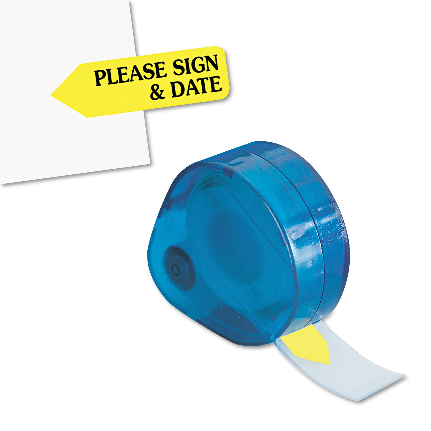 720 x Yellow - 1 7/8" Flag/Note Width x 9/16" Flag/Note Length - Arrow - Please Sign & Date - Yellow - Removable, Self-adhesive - 120/Roll - 1 Box