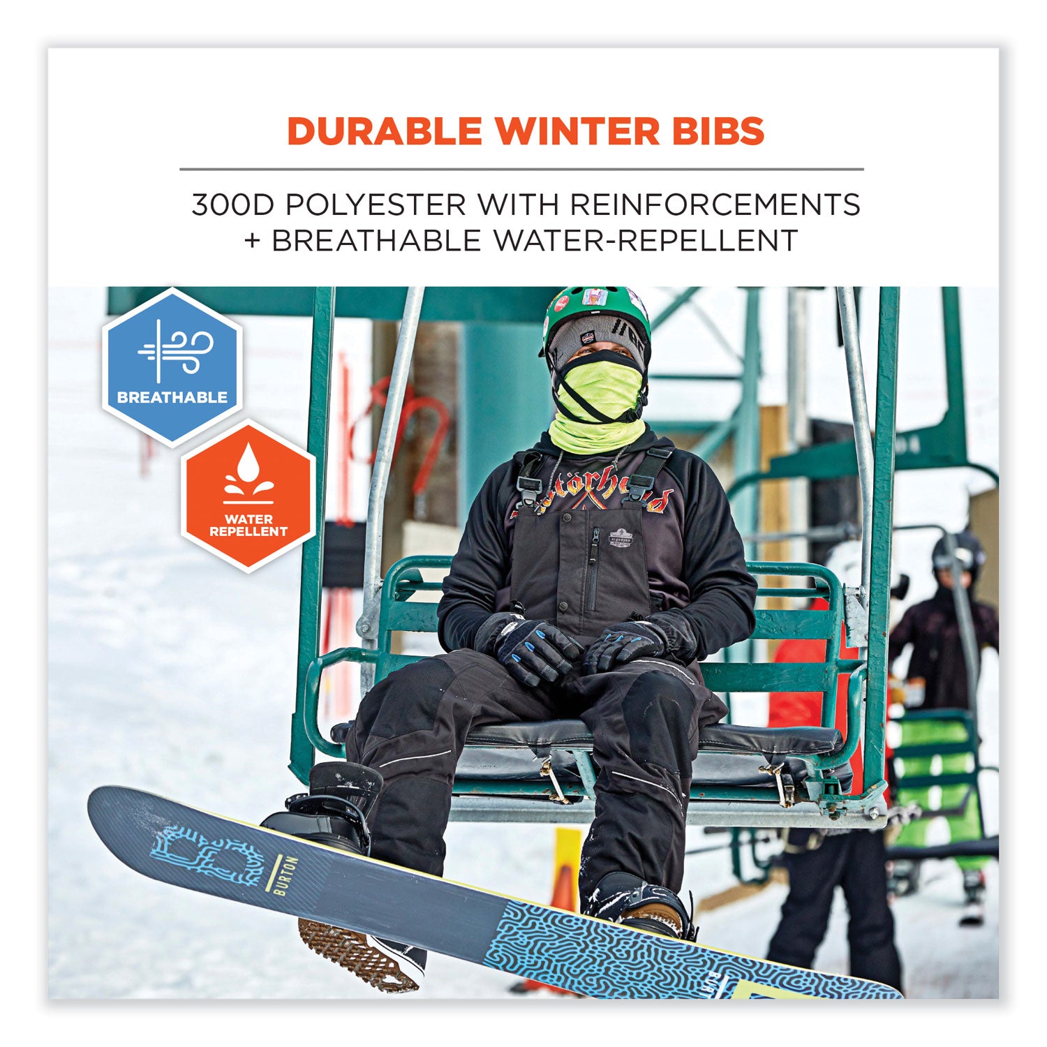 Ergodyne 6472 Insulated Bib Overalls, 4XL, Black, 300D Oxford Polyester, Polyester, 1 Each