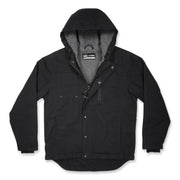 Ergodyne N-Ferno 6468 Heavy-Duty Canvas Jacket, Small, Black, 6 Pockets, Snap/Zipper Closure, Fleece/Cotton/Polyester, Water & Wind Resistant, Adjustable Drawstring Hood & Waist, 1 Each