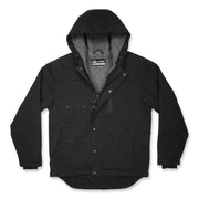 Ergodyne N-Ferno 6468 Heavy-Duty Canvas Jacket, Medium, Black, 6 Pockets, Snap/Zipper Closure, Fleece/Cotton/Polyester, Adjustable Drawstring Hood & Waist, Insulated, 1 Each