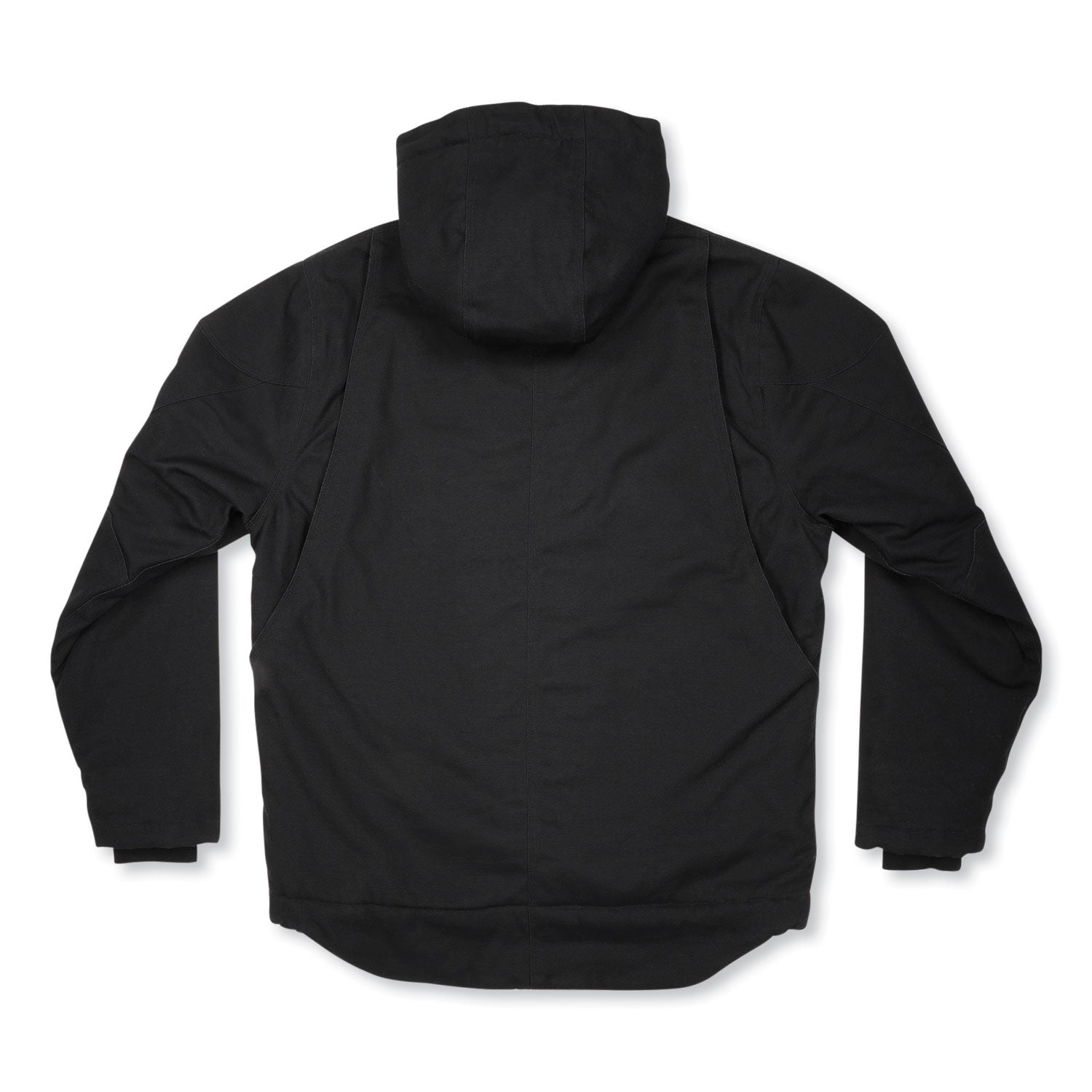Ergodyne N-Ferno 6468 Heavy-Duty Canvas Jacket, Large, Black, 6 Pockets, Snap/Zipper Closure, Fleece/Cotton/Polyester, Water & Wind Resistant, Adjustable Drawstring Hood & Waist, Insulated, 1 Each