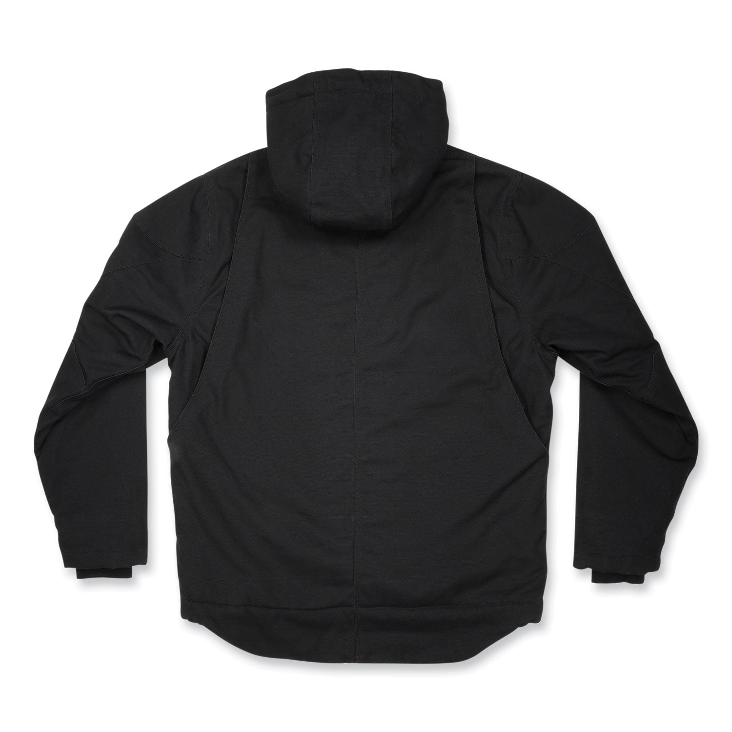 Ergodyne N-Ferno 6468 Heavy-Duty Canvas Jacket, X-Large, Black, 6 Pockets, Snap/Zipper Closure, Fleece/Cotton/Polyester, Water & Wind Resistant, Insulated, Adjustable Drawstring Hood & Waist, 1 Each