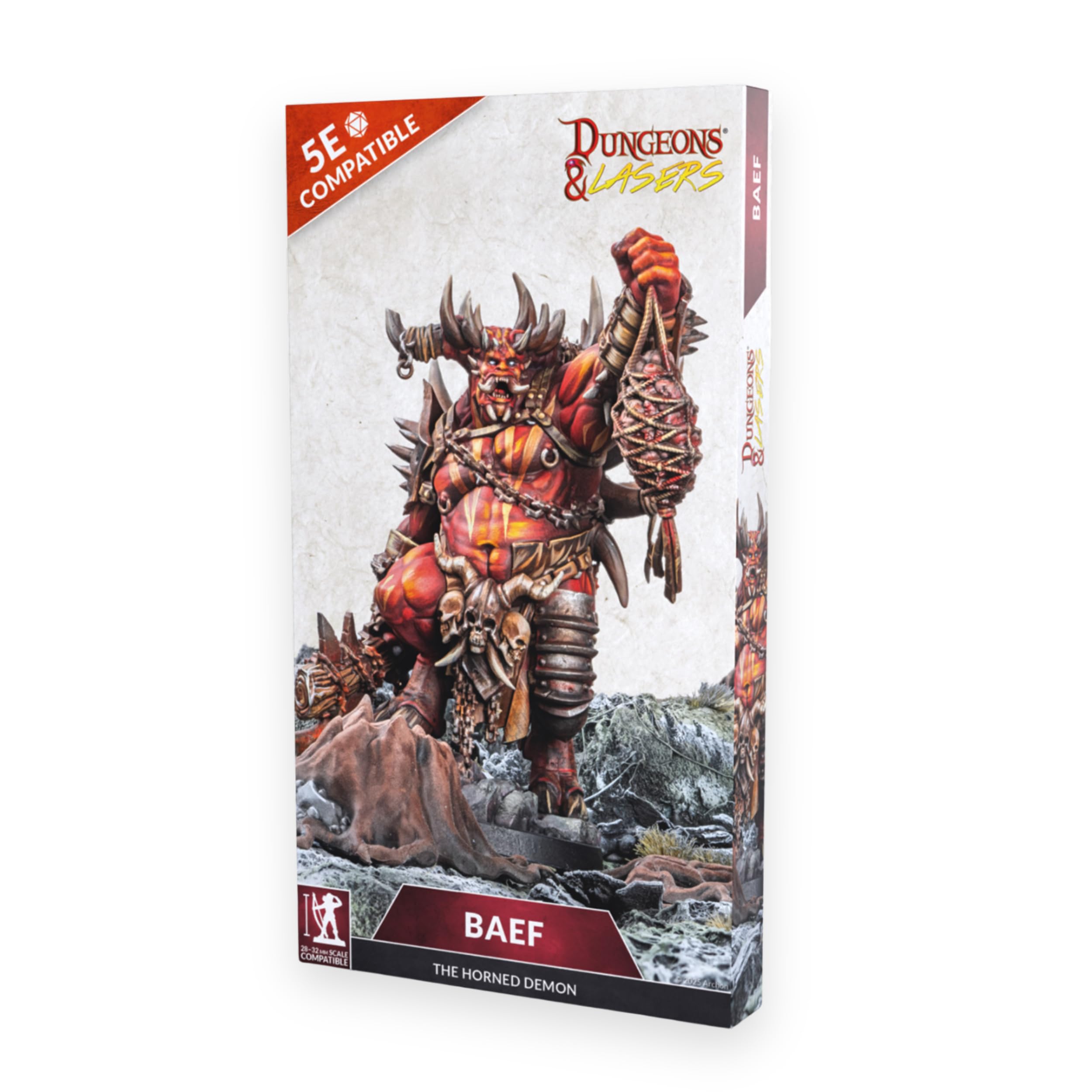 Dungeons & Lasers: Baef Horned Demon DND Miniature - 105mm (4.1") Tall with Scenic Base - 5e Compatible - Painting and Assembly Required - for 14 Years +