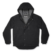 Ergodyne N-Ferno 6468 Heavy-Duty Canvas Jacket, X-Large, Black, 6 Pockets, Snap/Zipper Closure, Fleece/Cotton/Polyester, Water & Wind Resistant, Insulated, Adjustable Drawstring Hood & Waist, 1 Each