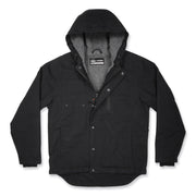 Ergodyne N-Ferno 6468 Heavy-Duty Canvas Jacket, XX-Large, Black, 6 Pockets, Snap/Zipper Closure, Fleece/Cotton/Polyester, Water & Wind Resistant, Insulated, Adjustable Drawstring Hood & Waist, 1 Each