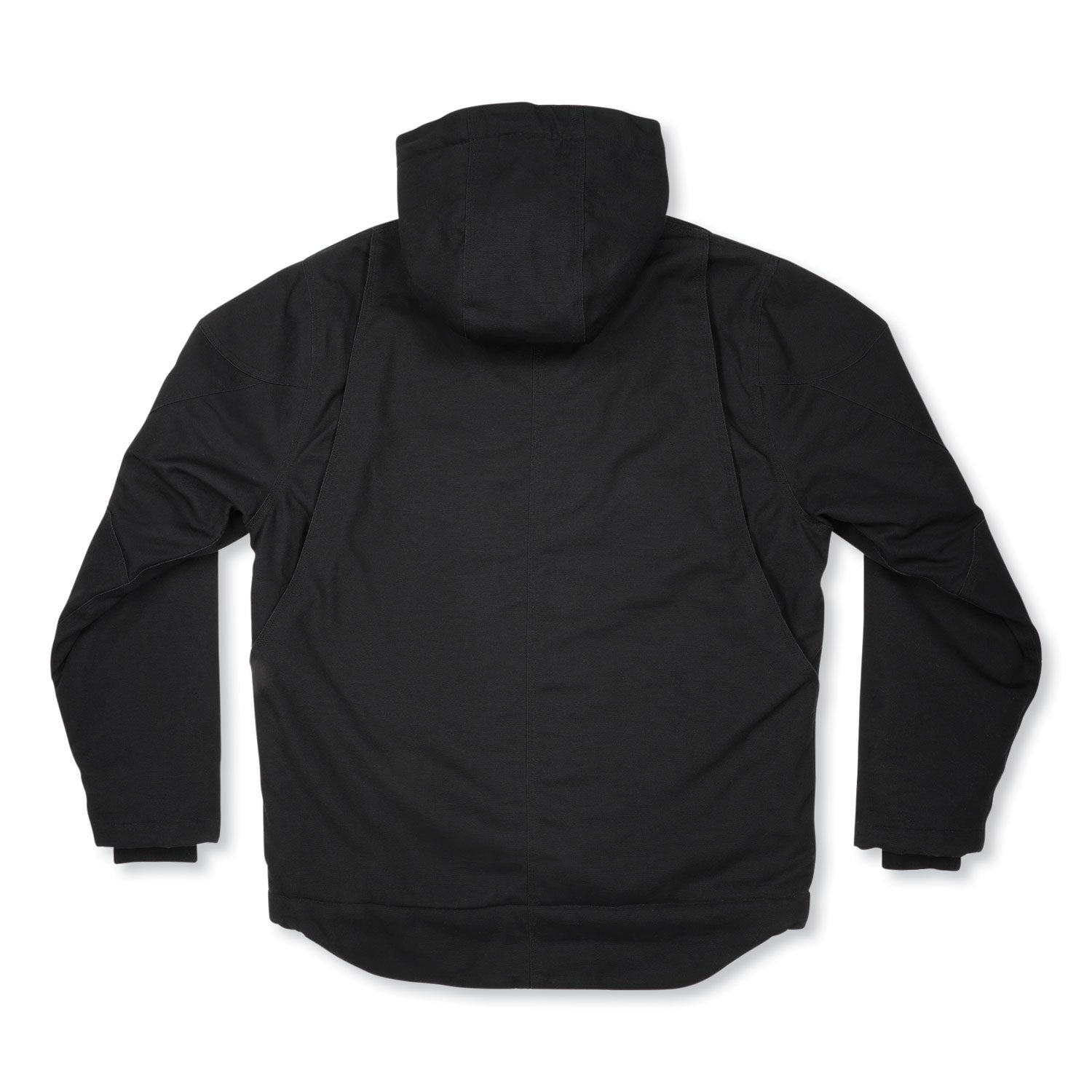 Ergodyne N-Ferno 6468 Heavy-Duty Canvas Jacket, 3X-Large, Black, 6 Pockets, Snap/Zipper Closure, Fleece/Canvas/Cotton/Polyester, Adjustable Drawstring Hood & Waist, Water & Wind Resistant, 1 Each