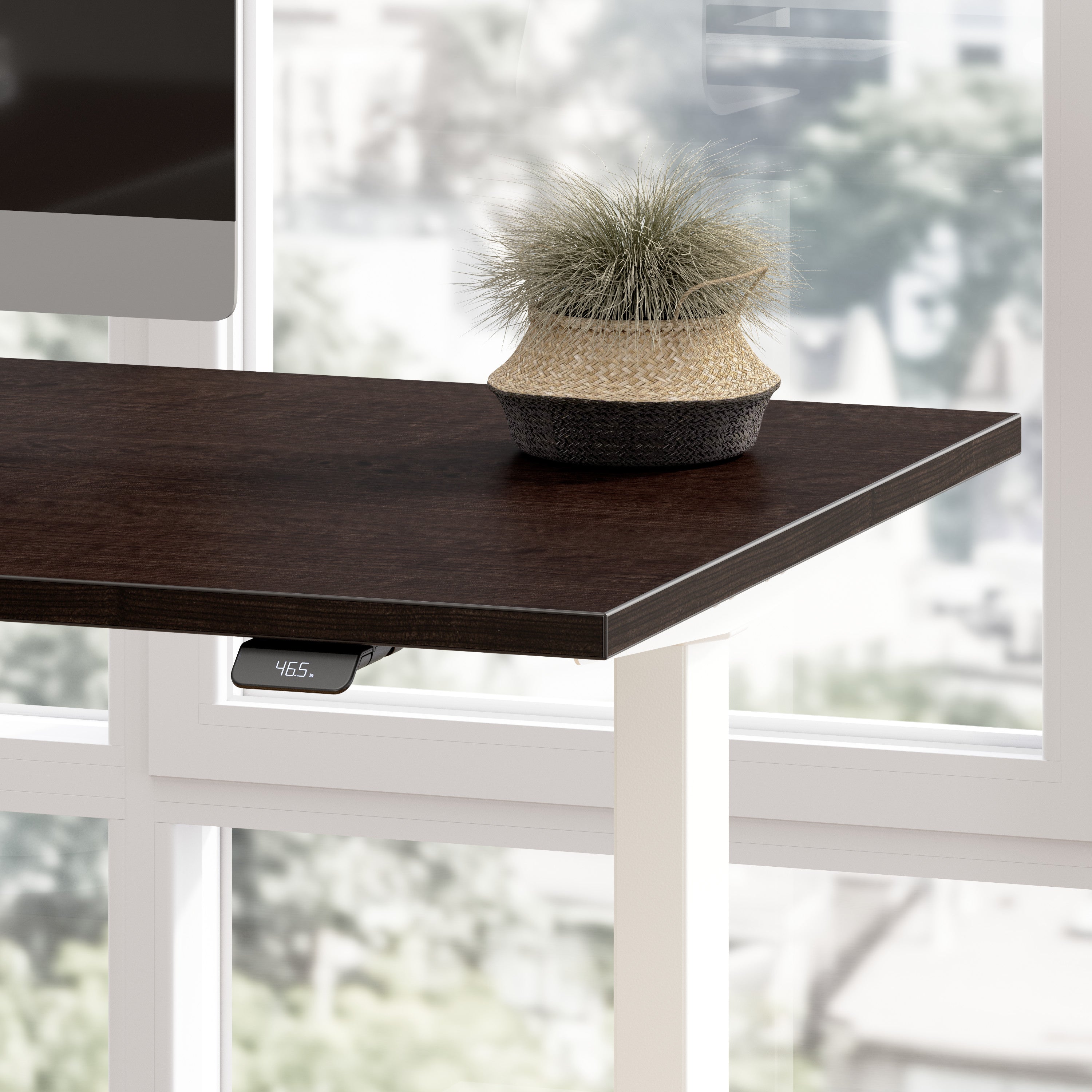 Bush Business Furniture Move 60 Series 60W x 30D Electric Height Adjustable Standing Desk in Mocha Cherry with White Base - 59.45" Width x 29.37" Depth x 27.44" Height